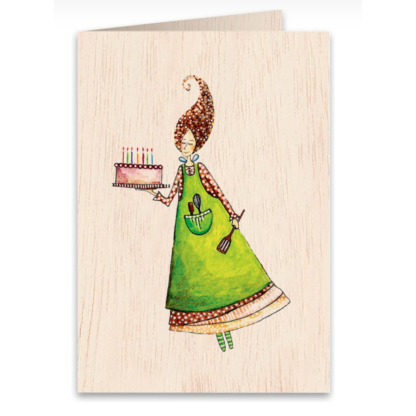 Tarjeta de madera Birthday green