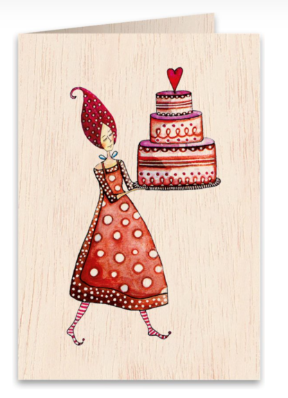 Tarjeta de madera Birthday red