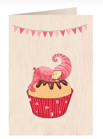 Tarjeta de madera Pink cupcake
