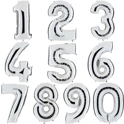 Números Plateados con Helium de gran tamaño (102cm)