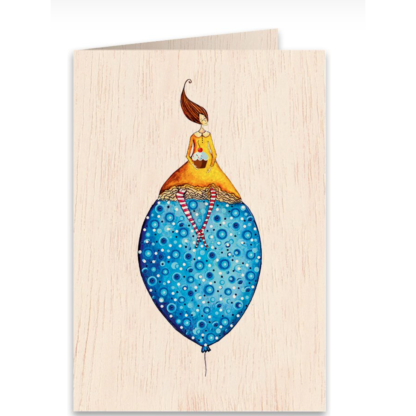 Tarjeta de madera Blue ballon